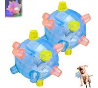 LLELEMAMO Jumping Activation Ball for Dogs, 2025 New Colorful Jumping Activation Bouncing Ball for Dogs with Light and Music, Interactive Vibrating Dog Ball Toys to Keep Them Busy Pet Toys (Blue*2)
