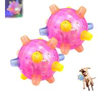 LLELEMAMO Jumping Activation Ball for Dogs, 2025 New Colorful Jumping Activation Bouncing Ball for Dogs with Light and Music, Interactive Vibrating Dog Ball Toys to Keep Them Busy Pet Toys (Pink*2)