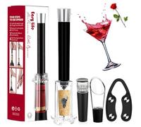 LLELEMAMO MIRACLEW Wine Opener, Air Pump Cork Remover Wine Bottle Opener Set, Miracle Air Pressure Wine Opener Set, with Bottle Opener, Vacuum Stopper, Wine Pourer, Paper Cutter (Black)