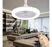 LLELEMAMO Remote Control Aromatherapy Ceiling Fan with Light, Small Ceiling Fan with Light, Timing, 3 Color Dimmable LED, 3 Speeds for Kitchen Bedroom Basement Dining Living Room (White)