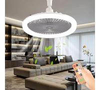 LLELEMAMO Remote Control Aromatherapy Ceiling Fan with Light, Small Ceiling Fan with Light, Timing, 3 Color Dimmable LED, 3 Speeds for Kitchen Bedroom Basement Dining Living Room (Gray)
