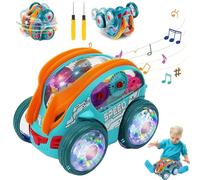 LLELEMAMO Speedlite Dynamic Gear-Powered Car with Led Lights, 360 Rotation Children's Transparent Luminous Toy Car, Bump and Go Toy Cars with Colorful Moving Gears, Wall Car Toy for Boys Girls (1Pcs)