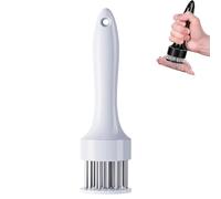 LLELEMAMO Stainless Steel Meat Tenderizer Needle, 21 Pin Ultra Sharp Meat Tenderizer Tool, Meat Marinating Tool, Steak BBQ Kitchen Cooking Tool, for Tenderizing Pork, Beef, Chicken, Marinade (White)