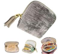 LLELEMAMO Stuffdatas Travel Jewelry Case, Small Soft Velvet Jewelry Travel Organizer Pouch with 5 compartments, Portable Jewelrys Box with Tassel Zipper, for Rings, Bracelets, Necklace (D)