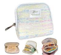 LLELEMAMO Stuffdatas Travel Jewelry Case, Small Soft Velvet Jewelry Travel Organizer Pouch with 5 compartments, Portable Jewelrys Box with Tassel Zipper, for Rings, Bracelets, Necklace (I)