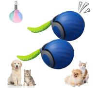 LLELEMAMO Tail 2.0, Tail Cat Toy, Interactive Cat Toy for Indoor Cats, USB Rechargeable Smart Automatic Moving Cat Dog Toy Ball, Two Speed Adjustment, with Replacement Tail (Blue*2)