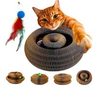 LLELEMAMO Twisty Paws Cat Toy, Accordion Magic Organ Cat Scratcher Toys for Indoor Cats, Cardboard Cats Scratching Board with Bell Ball, The Ultimate Interactive Toys Mental Physical Exercise (1PC)