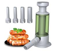 Llenador manual de salchichas: llenado manual fácil y rápido sin pegajosidad, máquina de llenado de carne vertical 4 tubos hechos a mano, equipo de cocina PP duradero | E