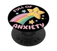 Lleno de ansiedad linda estrella arco iris obra de arte PopSockets PopGrip Adhesivo