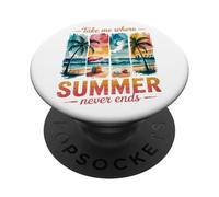 Llévame a Donde Siempre Brille el Sol, Playa Tropical, Surf Retro PopSockets PopGrip Adhesivo