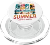 Llévame a Donde Siempre Brille el Sol, Playa Tropical, Surf Retro PopSockets PopGrip para MagSafe
