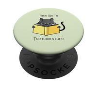 Llévame a la librería Bookworm Gato Leyendo una Novela PopSockets PopGrip Adhesivo