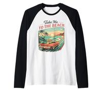 Llévame a la Playa Retro Sunset Drive Camiseta Manga Raglan