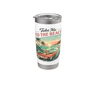 Llévame a la playa Retro Sunset Drive Vaso térmico de acero inoxidable de doble pared