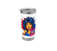Llévame a los 80, pop art retro, Big Hair, Glam Girl Vaso térmico de acero inoxidable de doble pared