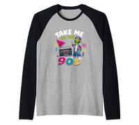Llévame a los 90 Retro Alien Hip Hop Boombox Throwback Camiseta Manga Raglan