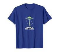 Llévame a tu líder OVNI Sci-Fi Alien Encuentro Camiseta, Hombre, Azul Real, M