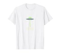 Llévame a tu líder OVNI Sci-Fi Alien Encuentro Camiseta, Hombre, Blanco, S