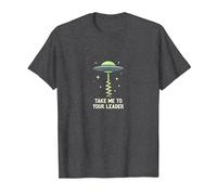 Llévame a tu líder OVNI Sci-Fi Alien Encuentro Camiseta, Hombre, Jaspeado Oscuro, 3XL