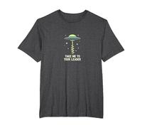 Llévame a tu líder OVNI Sci-Fi Alien Encuentro Camiseta, Hombre Tallas Grandes, Jaspeado Oscuro, 2X Alto