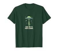 Llévame a tu líder OVNI Sci-Fi Alien Encuentro Camiseta, Hombre, Verde Bosque, L