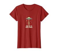 Llévame a tu líder OVNI Sci-Fi Alien Encuentro Camiseta, Mujer, Arándano, L