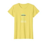 Llévame a tu líder OVNI Sci-Fi Alien Encuentro Camiseta, Mujer, Limón, XS