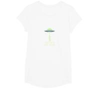 Llévame a tu líder OVNI Sci-Fi Alien Encuentro Camiseta, Niñas, Blanco, L