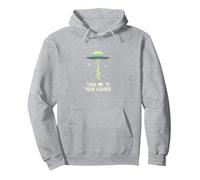 Llévame a tu líder OVNI Sci-Fi Alien Encuentro Sudadera con Capucha, Unisex para Adultos, Gris Jaspeado, L