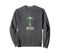 Llévame a tu líder OVNI Sci-Fi Alien Encuentro Sudadera, Unisex para Adultos, Jaspeado Oscuro, S