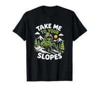 Llévame a Tus Pistas Esquí Alien Esquí OVNI Secuestro Invierno Camiseta