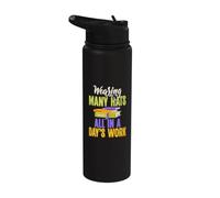 Llevar muchos sombreros todo en un día Secretario de escuela de trabajo Stainless Steel Insulated Water Bottle