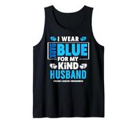 Llevo Azul Oscuro para mi Esposo - Conciencia sobre el cáncer de Colon Camiseta sin Mangas