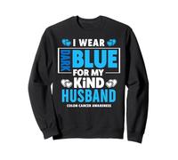 Llevo Azul Oscuro para mi Esposo - Conciencia sobre el cáncer de Colon Sudadera