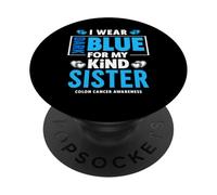 Llevo Azul Oscuro para mi Hermana - Conciencia sobre el cáncer de Colon PopSockets PopGrip Adhesivo