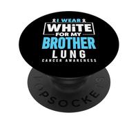 Llevo Blanco para mi Hermano Conciencia sobre el cáncer de pulmón PopSockets PopGrip Adhesivo