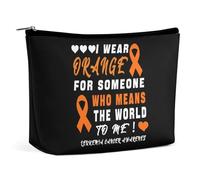 Llevo naranja para alguien que significa el mundo para mí Bolsa de cosméticos Bolsa de maquillaje portátil de viaje Bolsa de artículos de tocador de gran capacidad Bolsas de almacenamiento para mujere
