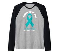 Llevo Verde Azulado para la Conciencia sobre el cáncer de Ovario Camiseta Manga Raglan
