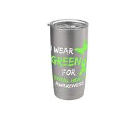 Llevo verde para el trastorno del mes de la conciencia de la salud mental Vaso térmico de acero inoxidable de doble pared