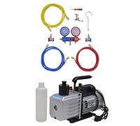 LLEZKBR Bomba de vacío de 100 l/min con manómetro de 2 vías en kit de herramientas