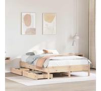 LLEZKBR Camas y accesorios, camas y marcos de cama, marco de cama sin colchón, 140 x 190 cm, madera maciza de pino