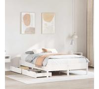 LLEZKBR Camas y accesorios, camas y marcos de cama, marco de cama sin colchón, color blanco, 150 x 200 cm, tamaño King, madera maciza de pino