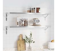 LLEZKBR Estantería de pared y repisas, 2 unidades, 100 x 23,5 cm, acero inoxidable plateado
