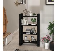 LLEZKBR Estantería, estantería y estantes de pie, armario para libros de casa, divisor de habitación, color negro, 80 x 35 x 125 cm, madera maciza de pino