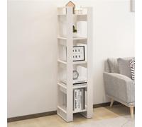 LLEZKBR Estanterías y estanterías de pie, armario para libros, divisor de habitación, color blanco, 41 x 35 x 160 cm, madera maciza de pino