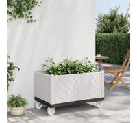 LLEZKBR Furniture Select-Maceta de jardín con ruedas color blanco 80x50x54 cm PP