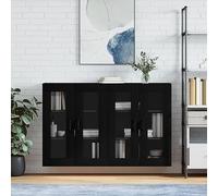 LLEZKBR Gabinetes y almacenamiento-bufés y aparadores-gabinetes montados en la pared, 2 piezas, madera de ingeniería negra