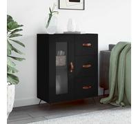 LLEZKBR Gabinetes y almacenamiento-buffets y aparadores-aparador negro 69,5 x 34 x 90 cm, madera de ingeniería