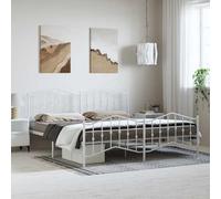 LLEZKBR Home-Camas y accesorios, camas y marcos de cama, marco de cama de metal sin colchón con estribo, color blanco, 183 x 213 cm