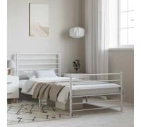 LLEZKBR Home-Camas y accesorios, camas y marcos de cama, marco de cama de metal sin colchón con estribo, color blanco, 100 x 190 cm